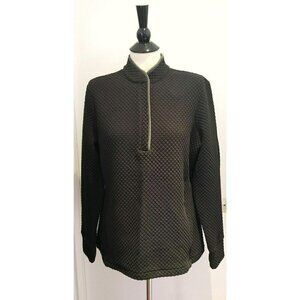 NWT Women's LP New York Long Sleeve Black Quilted Zip Mock Pullover Size L
